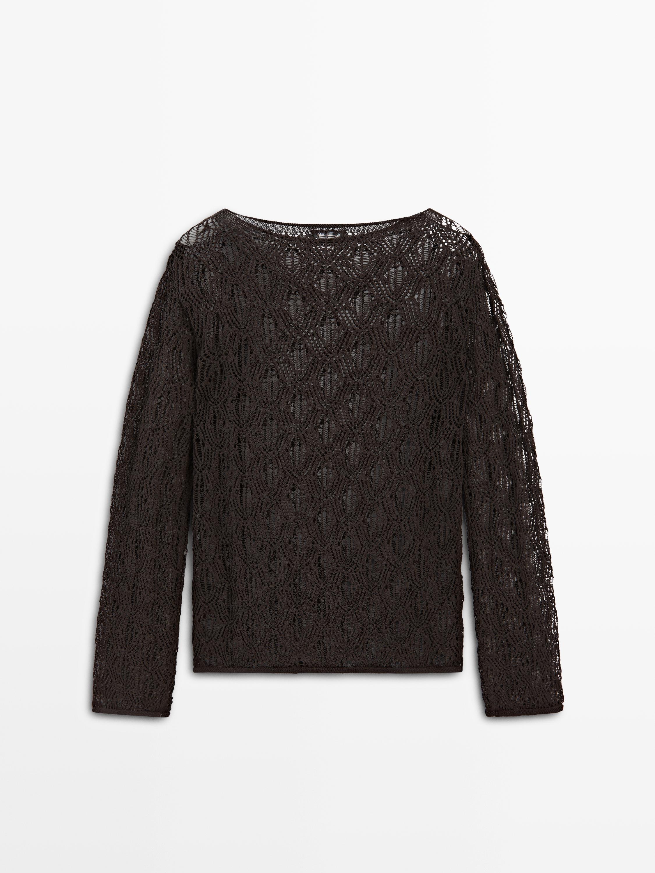 Boatneck sweater with openwork detail